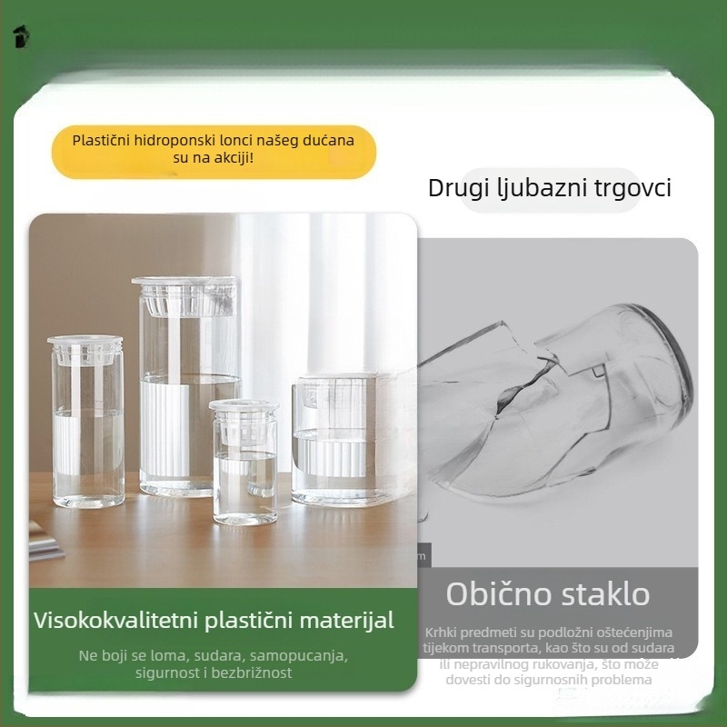 Prozirne plastične cilindrične hidroponske posude, posude za biljke, sjemenke povrća i graha, sukulenti, liči, slatki krumpir; uključuje košaru za sadnju i posudu za sadnju