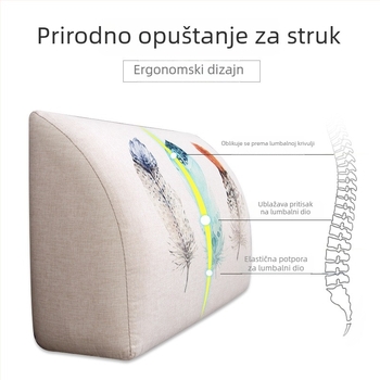Lumbalni jastuk za kauč, pravokutnog oblika, s pjenom i trokutastim umetkom, za dnevnu sobu i studentske sobe, veliki format