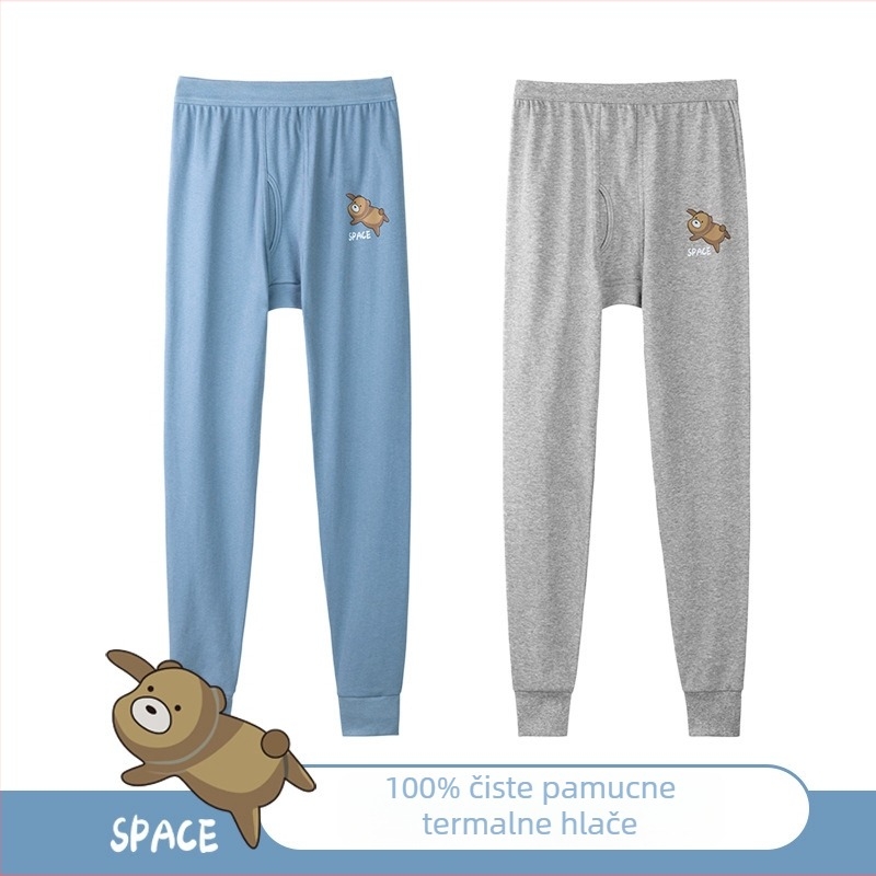 Tinejdžerske termalne hlače od 100% pamuka – jesen/zima, debela tkanina 201–250 g/m², duge hlače, jednoslojne, s anime uzorkom, uzrast 13–18 godina