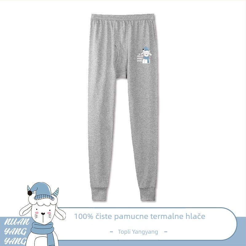 Tinejdžerske termalne hlače od 100% pamuka – jesen/zima, debela tkanina 201–250 g/m², duge hlače, jednoslojne, s anime uzorkom, uzrast 13–18 godina