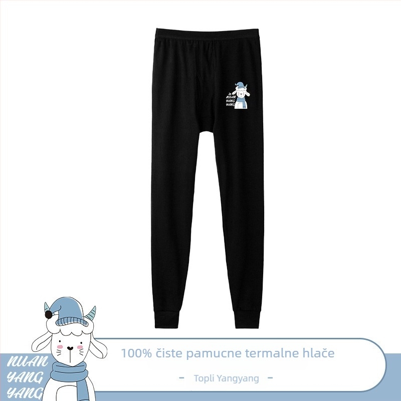 Tinejdžerske termalne hlače od 100% pamuka – jesen/zima, debela tkanina 201–250 g/m², duge hlače, jednoslojne, s anime uzorkom, uzrast 13–18 godina