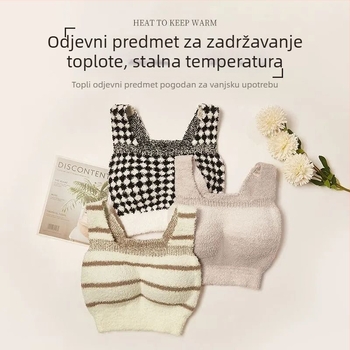 Ženska termo vest s fleece od ovčje vune, s ugrađenim jastučićem za grudnjak, sve-u-jednom, duga verzija