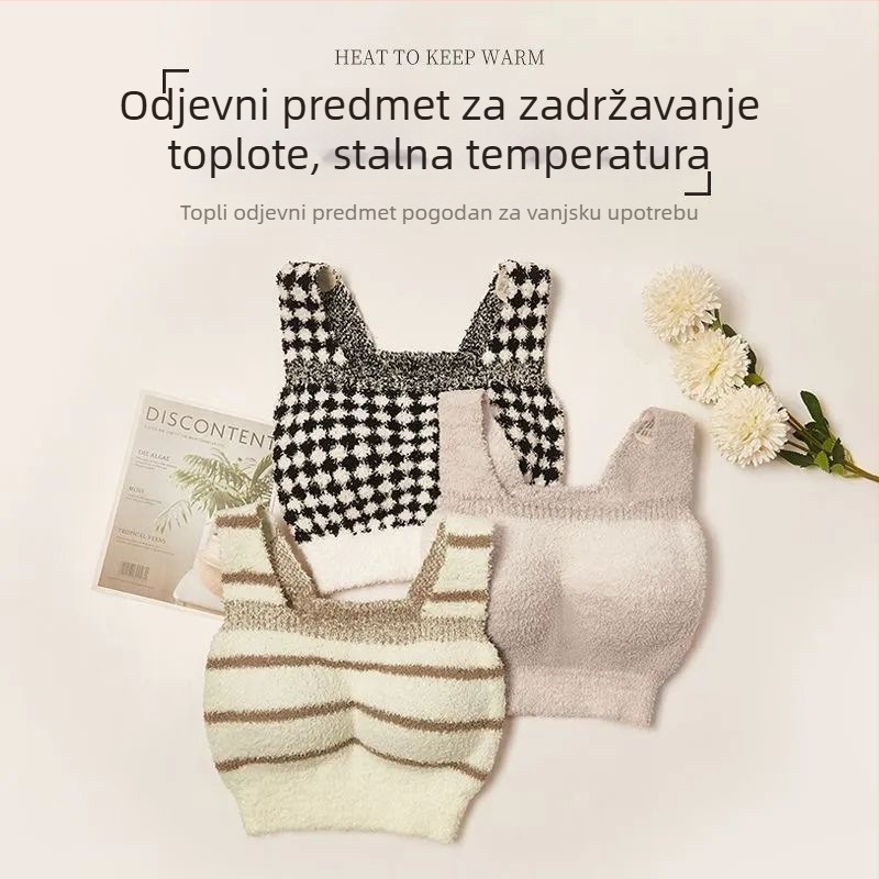 Ženska termo vest s fleece od ovčje vune, s ugrađenim jastučićem za grudnjak, sve-u-jednom, duga verzija