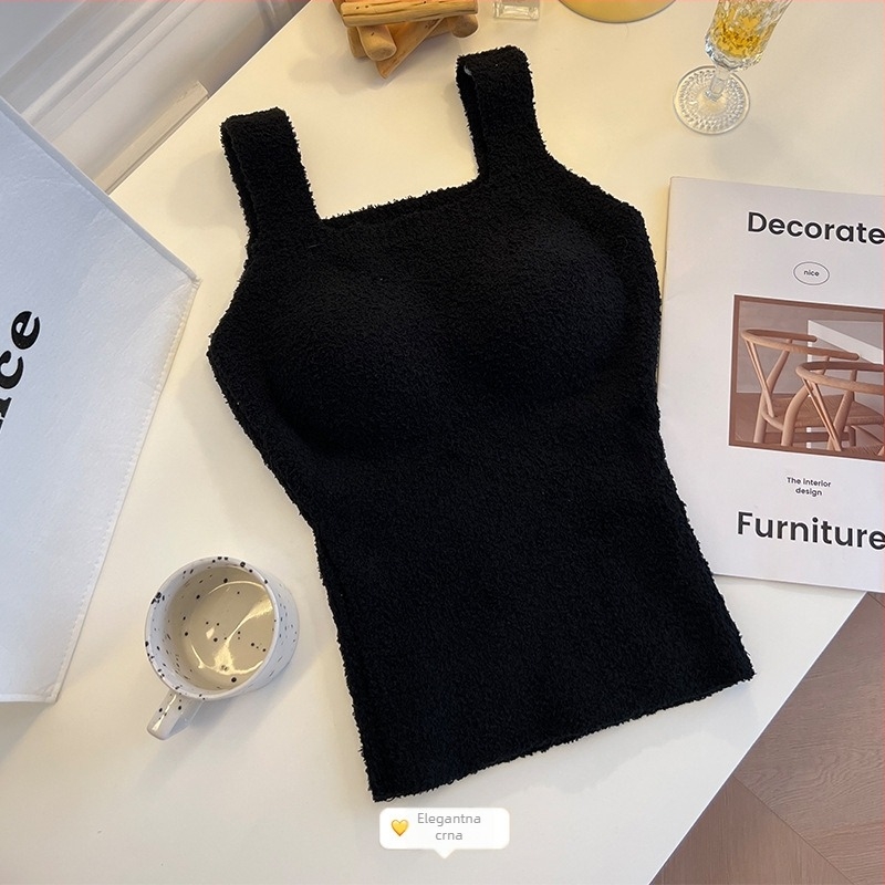 Ženska termo vest s fleece od ovčje vune, s ugrađenim jastučićem za grudnjak, sve-u-jednom, duga verzija