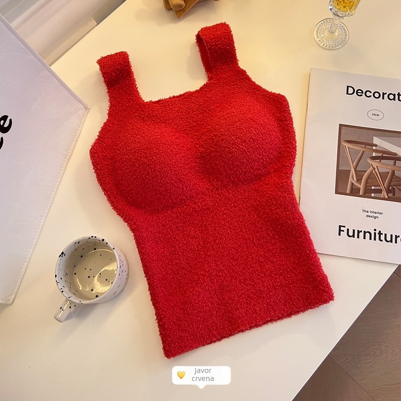 Ženska termo vest s fleece od ovčje vune, s ugrađenim jastučićem za grudnjak, sve-u-jednom, duga verzija