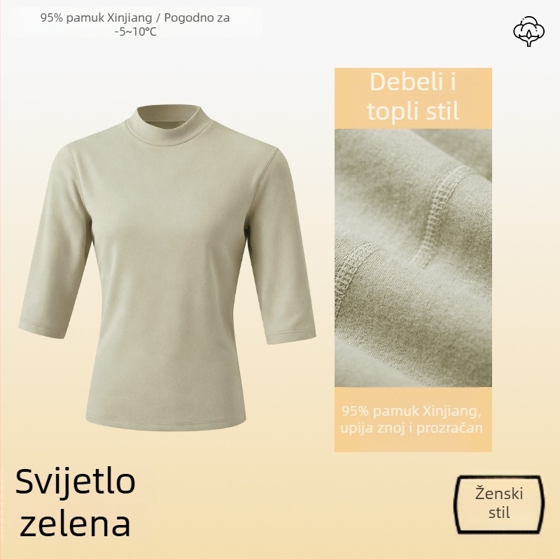 Ženski pamukasti termalni top bez rukava s V-izrezom, dvostruki sloj, baza za jesen i zimu