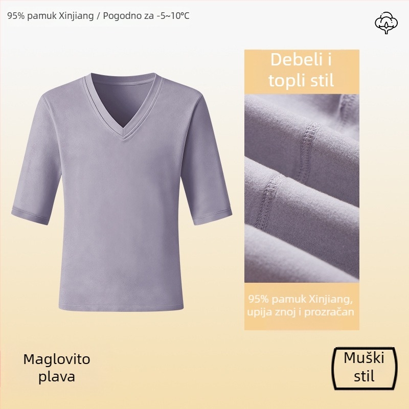 Ženski pamukasti termalni top bez rukava s V-izrezom, dvostruki sloj, baza za jesen i zimu