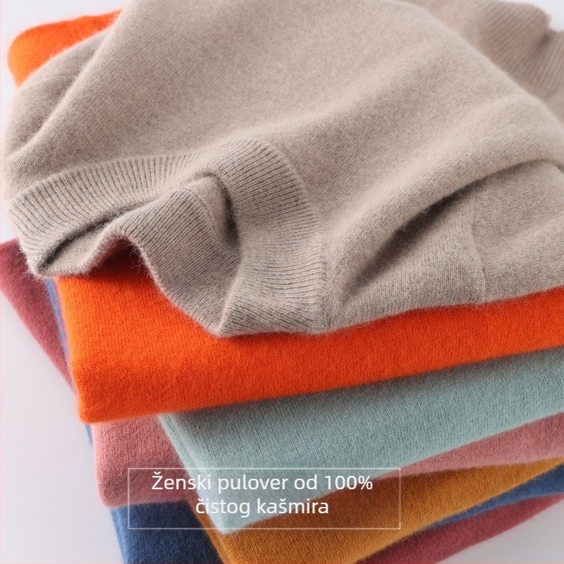 Ženski vuneni džemper, dugi rukavi, debela pletenina, standardna duljina