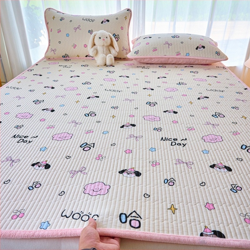 Dvostrano pamučno pokrivalo za krevet s mliječnim velurom, tatami stil, debeli quilt, trodijelni set za sve sezone