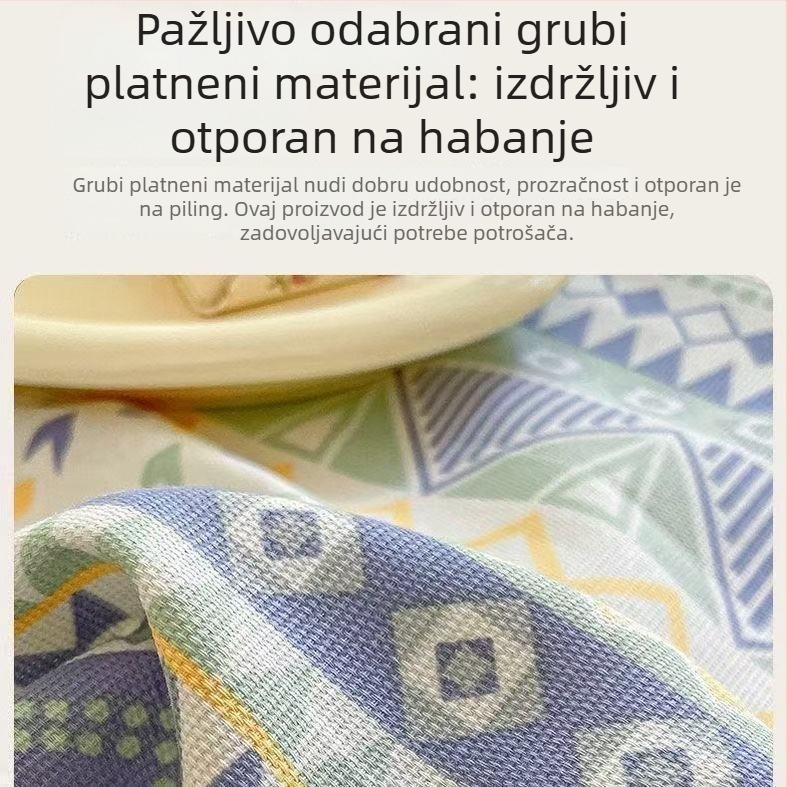 Komplet plahti za dvokrevetnu postel od grubog platna s jednostavnim prugama, strojno pranje, meko na dodir, 3 dijela