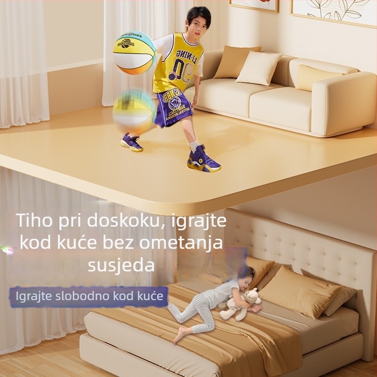 Peta generacija tihe unutarnje košarke za djecu, s obručem i loptom od pjene visokog odskoka
