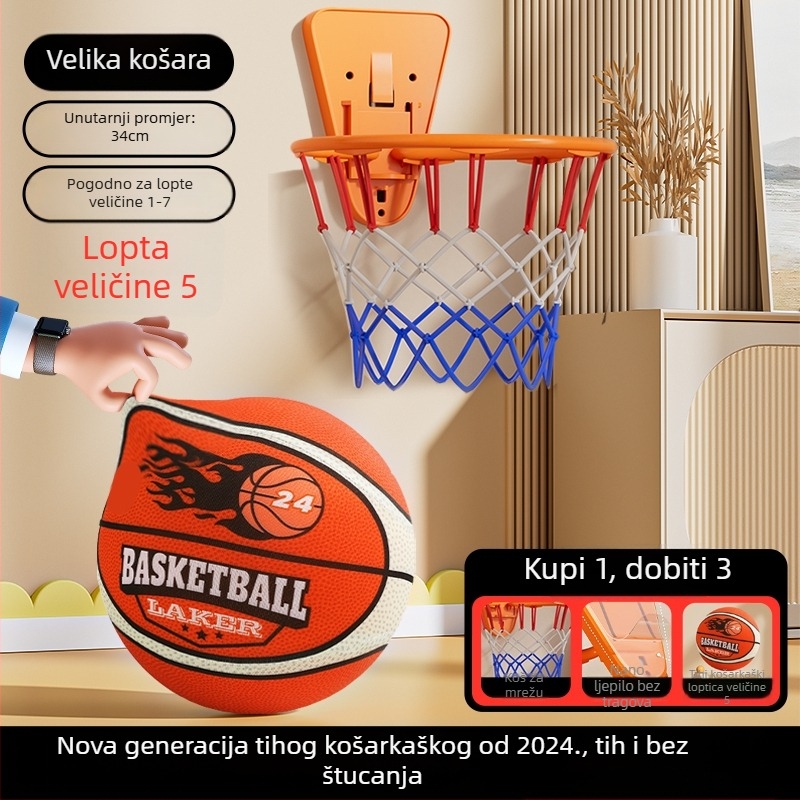 Peta generacija tihe unutarnje košarke za djecu, s obručem i loptom od pjene visokog odskoka