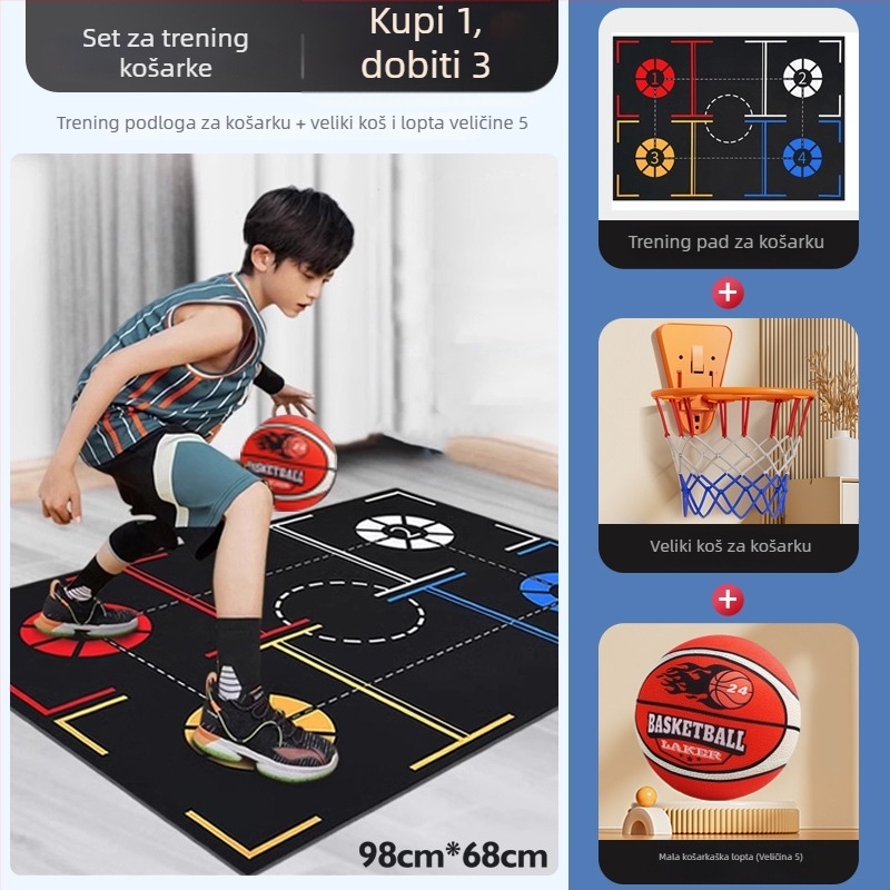 Peta generacija tihe unutarnje košarke za djecu, s obručem i loptom od pjene visokog odskoka