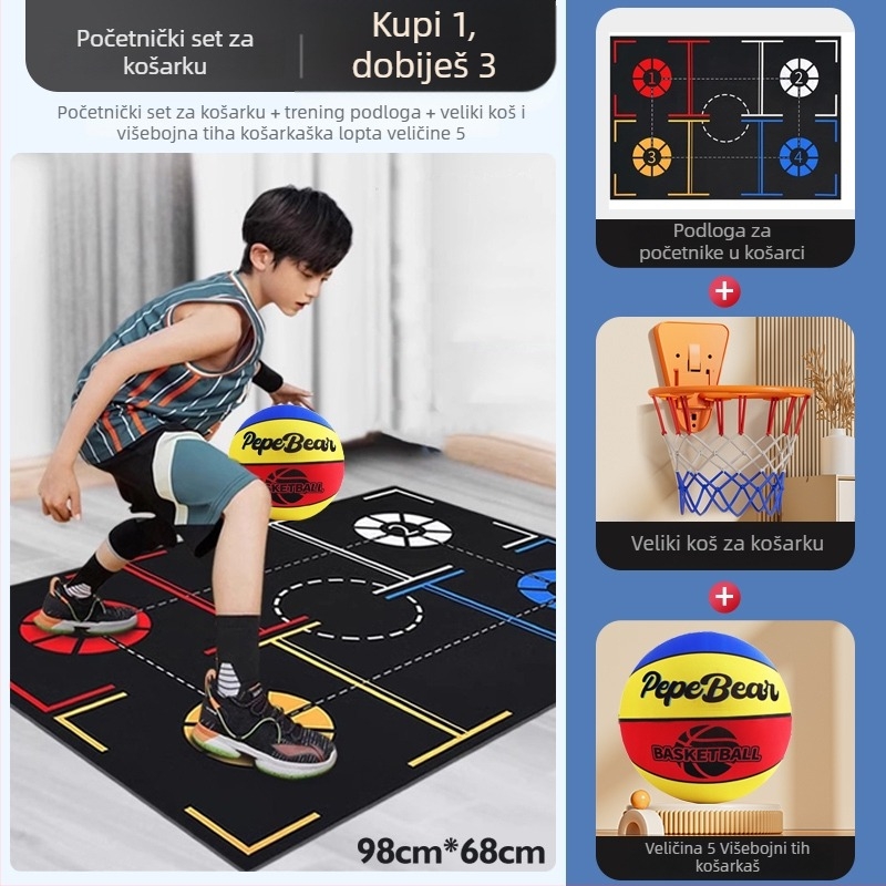 Peta generacija tihe unutarnje košarke za djecu, s obručem i loptom od pjene visokog odskoka