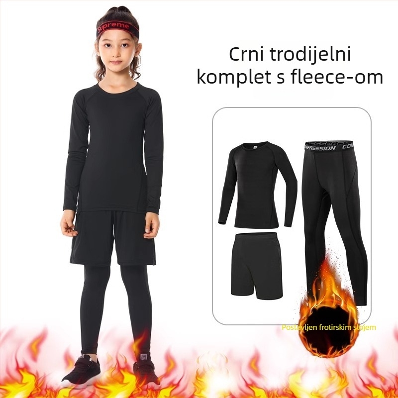 Dječji sportski bodisuit set – brzo sušenje, prozračan, dugi rukav, okrugli izrez, spandeks s podstavom mliječne svile