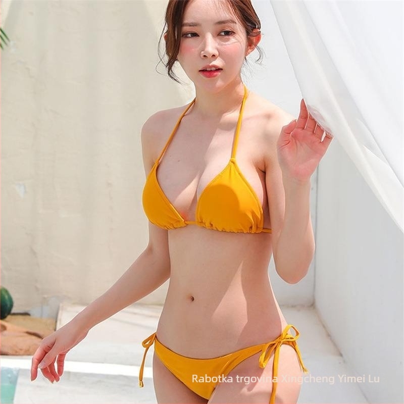 Trokut bikini top s push-up jastučićima, Lace-Up kaiševi, otvorena leđa, jednofarbni model, najlon s podstavom od Spandexa, kupaći