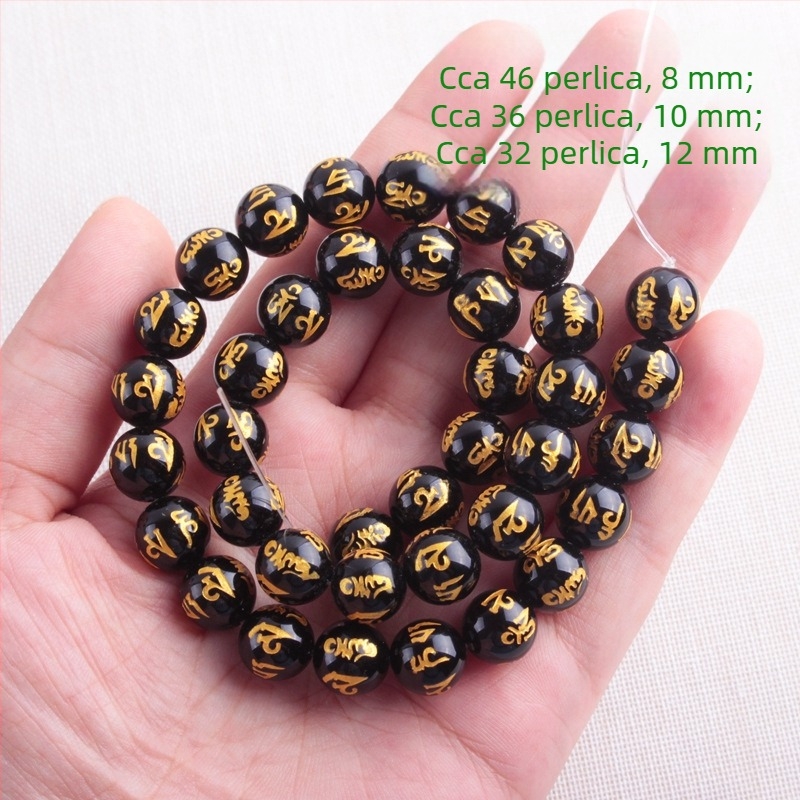 Crvene ahatne perle s distancijskim perlama, okrugle perle s mantrom od šest znakova za DIY izradu nakita, poluproizvodi