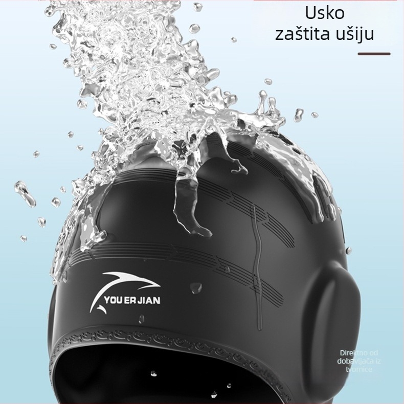 Silikonska kapica za plivanje, labavog kroja, unisex za odrasle, pogodna za dugu kosu, zaštita ušiju