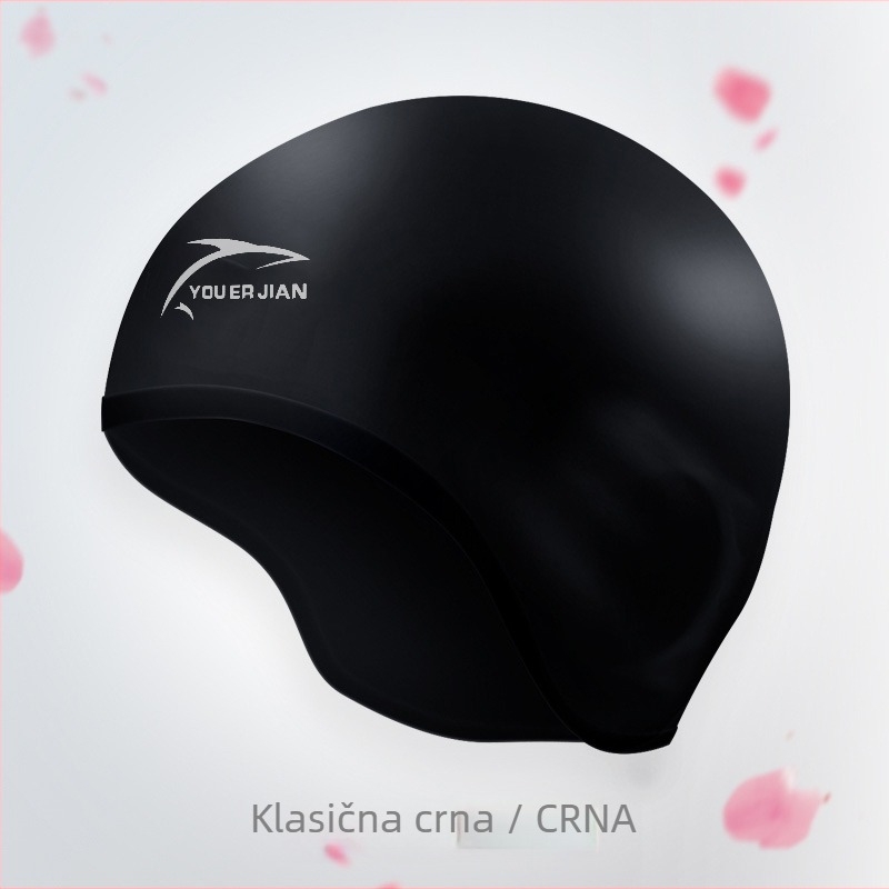 Silikonska kapica za plivanje, labavog kroja, unisex za odrasle, pogodna za dugu kosu, zaštita ušiju