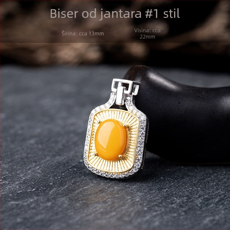 Ogrlica s jantarom, geometrijski dizajn, S925 srebro uloženo, Xingyu Jewelry, stil laganog luksuza