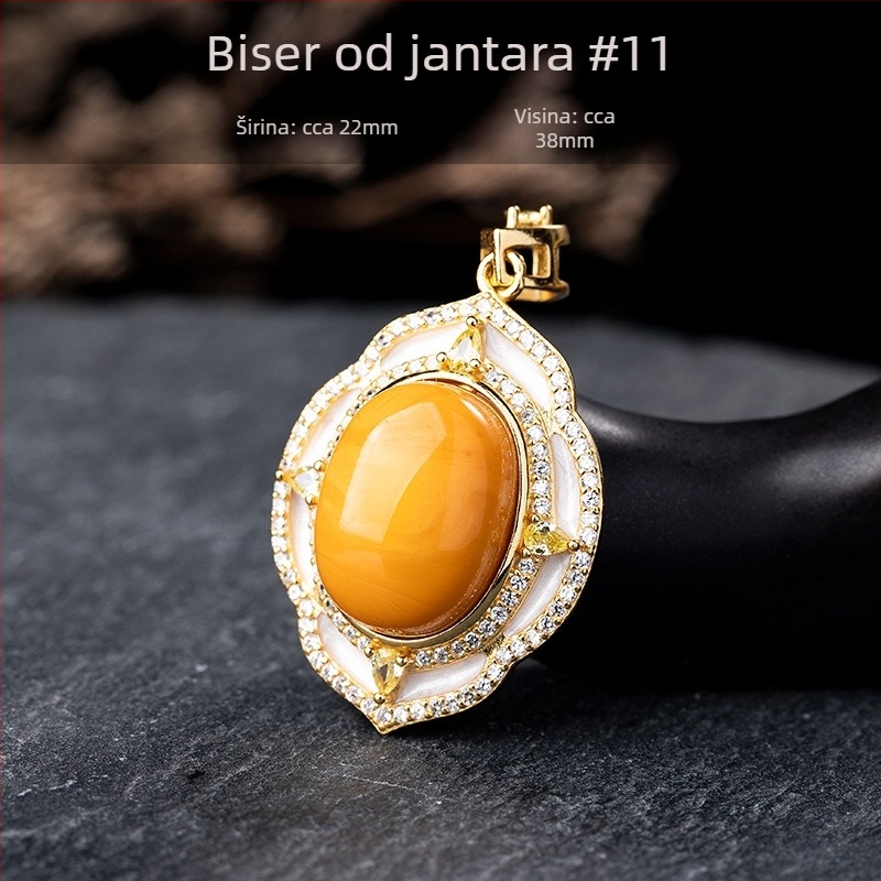 Ogrlica s jantarom, geometrijski dizajn, S925 srebro uloženo, Xingyu Jewelry, stil laganog luksuza