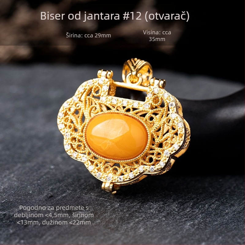 Ogrlica s jantarom, geometrijski dizajn, S925 srebro uloženo, Xingyu Jewelry, stil laganog luksuza