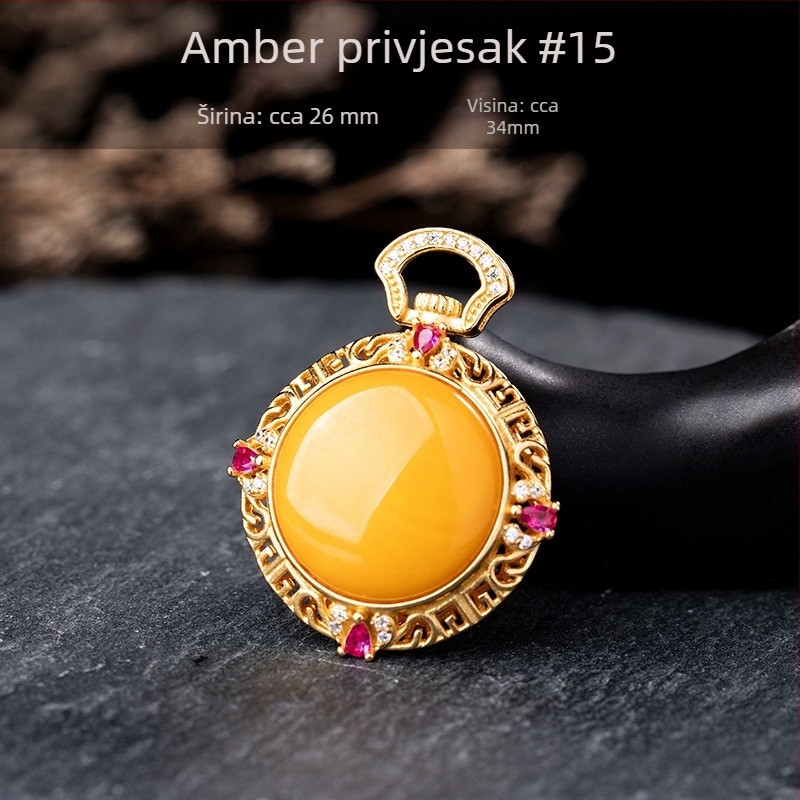 Ogrlica s jantarom, geometrijski dizajn, S925 srebro uloženo, Xingyu Jewelry, stil laganog luksuza