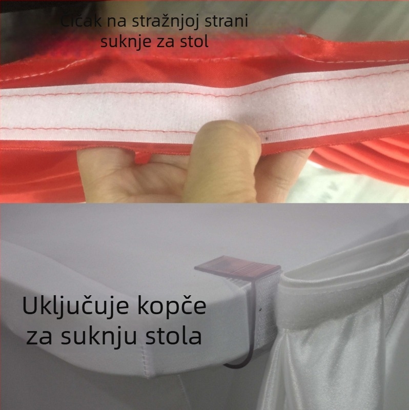 Ledeno-saten stolna suknja s zavjesom za svadbenu tortu i pozornicu