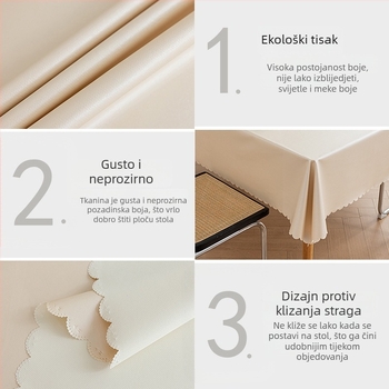 Pravokutni PVC stolnjak u krem boji, lagani luksuz, vodootporan i otporan na ulje, protuklizna podloga za čajni stol, tekstil