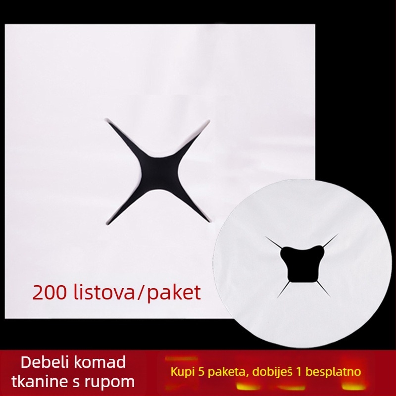 Jednokratna debela krpa s rupicama za lice i masažni stol, netkani materijal, ravno tkanje, poliestersko-pamučna 150D, težina ispod 50 g