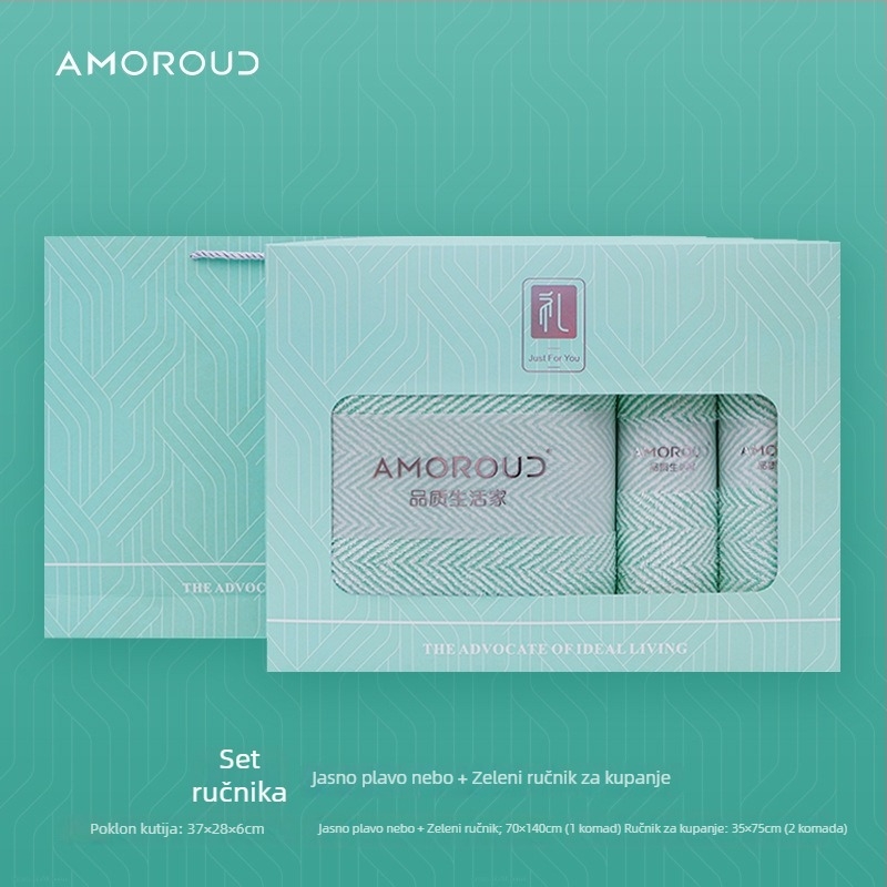 Mufando Set Ručnika za Kupaonicu u Darovnoj Kutiji – Elegantni Luksuzni Ručnici, Coral Fleece, 280 g, Šivanje, Pakiranje u Darovnu Kutiju