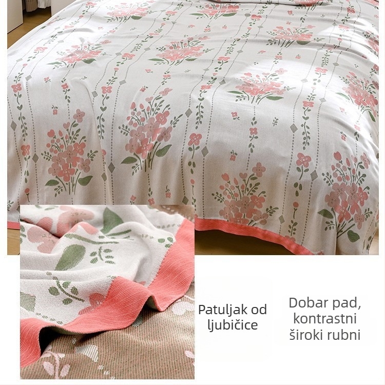 Deka od bambusovih vlakana – osvježavajući osjećaj Ice Silk, sve sezone, cvjetni uzorak, moderni minimalistički stil, težina 800-999 g