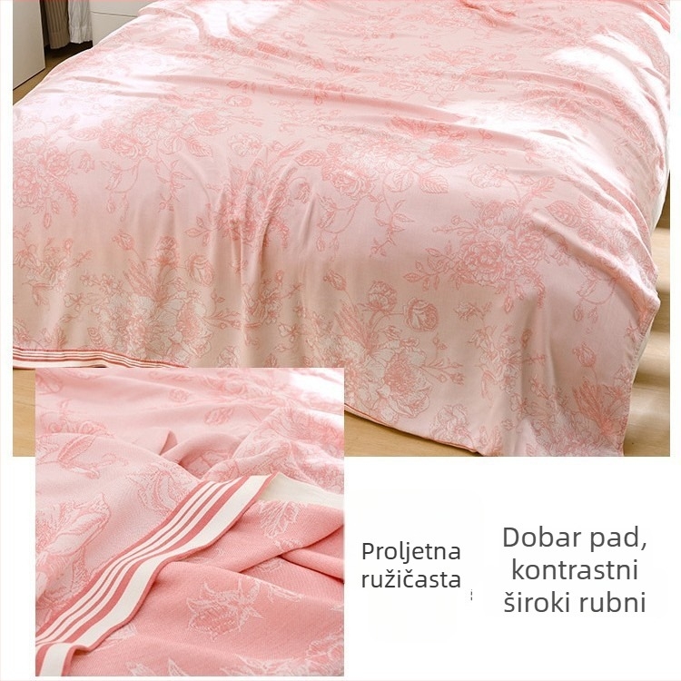 Deka od bambusovih vlakana – osvježavajući osjećaj Ice Silk, sve sezone, cvjetni uzorak, moderni minimalistički stil, težina 800-999 g