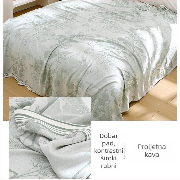 Deka od bambusovih vlakana – osvježavajući osjećaj Ice Silk, sve sezone, cvjetni uzorak, moderni minimalistički stil, težina 800-999 g