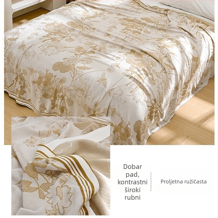 Deka od bambusovih vlakana – osvježavajući osjećaj Ice Silk, sve sezone, cvjetni uzorak, moderni minimalistički stil, težina 800-999 g