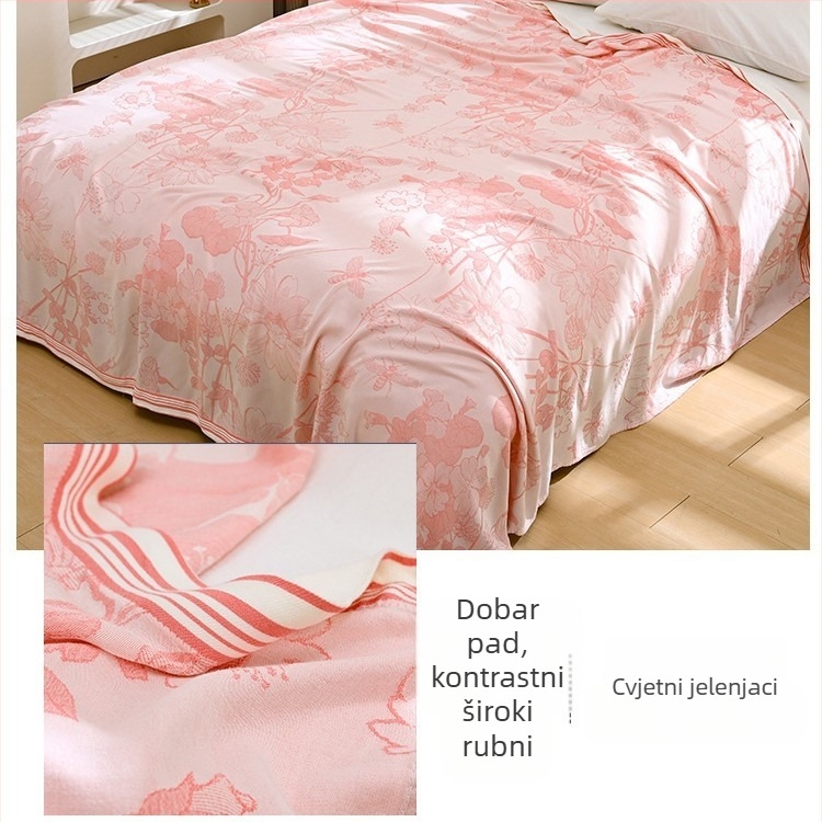 Deka od bambusovih vlakana – osvježavajući osjećaj Ice Silk, sve sezone, cvjetni uzorak, moderni minimalistički stil, težina 800-999 g