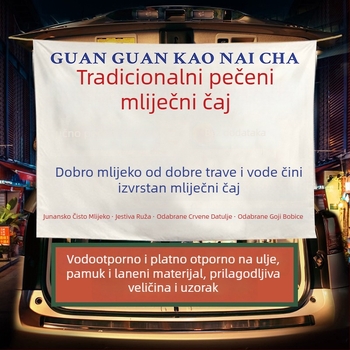Zimski banner za štand s čajem s mlijekom — plišani pamučni goblen, pravokutni