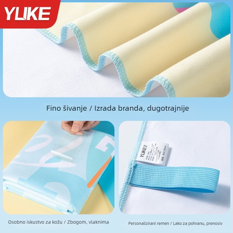 Yuke Dječji brzo sušeći ručnik za kupanje – apsorbirajući ogrtač za plivanje, 200–300 g, Jacquard 16 vlakana, šivanje