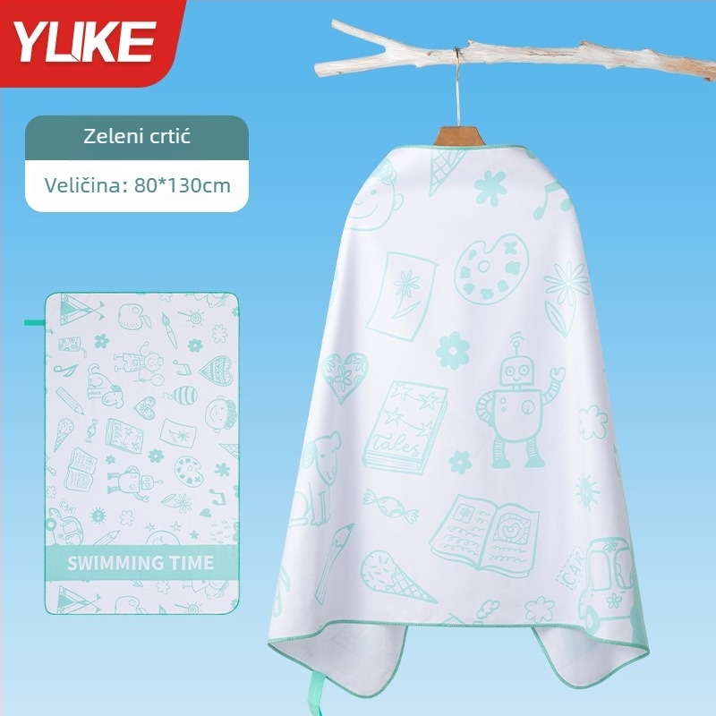 Yuke Dječji brzo sušeći ručnik za kupanje – apsorbirajući ogrtač za plivanje, 200–300 g, Jacquard 16 vlakana, šivanje
