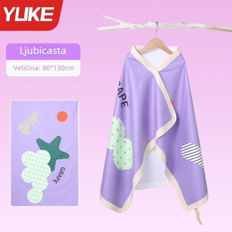Yuke Dječji brzo sušeći ručnik za kupanje – apsorbirajući ogrtač za plivanje, 200–300 g, Jacquard 16 vlakana, šivanje