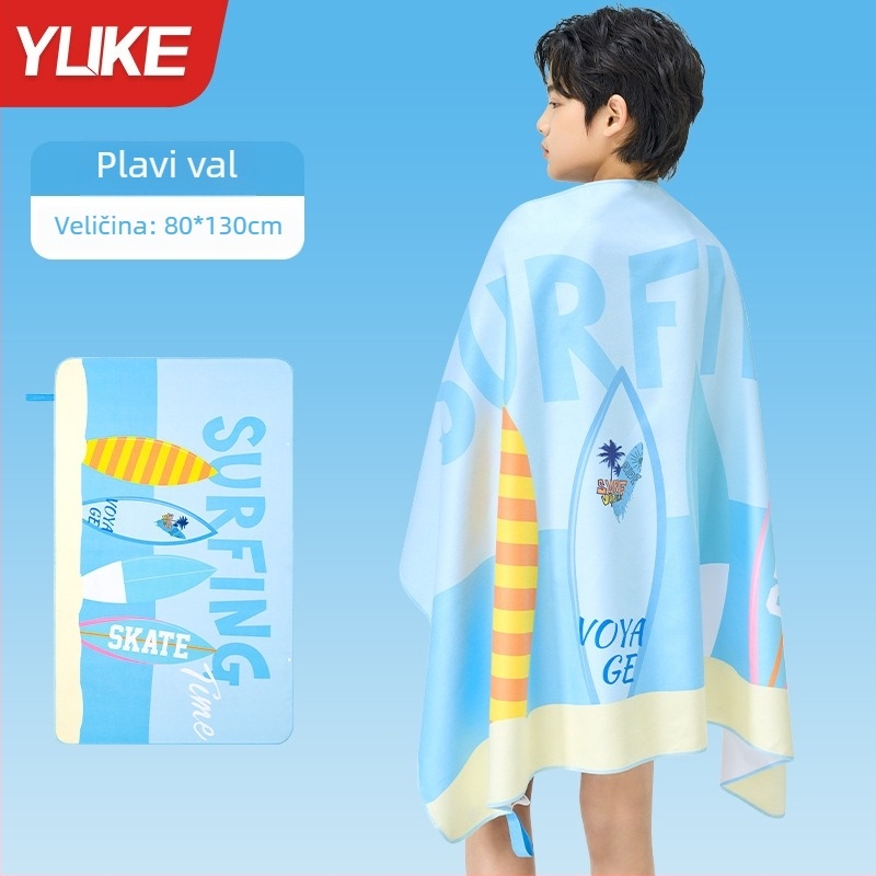 Yuke Dječji brzo sušeći ručnik za kupanje – apsorbirajući ogrtač za plivanje, 200–300 g, Jacquard 16 vlakana, šivanje
