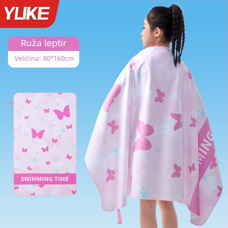 Yuke Dječji brzo sušeći ručnik za kupanje – apsorbirajući ogrtač za plivanje, 200–300 g, Jacquard 16 vlakana, šivanje