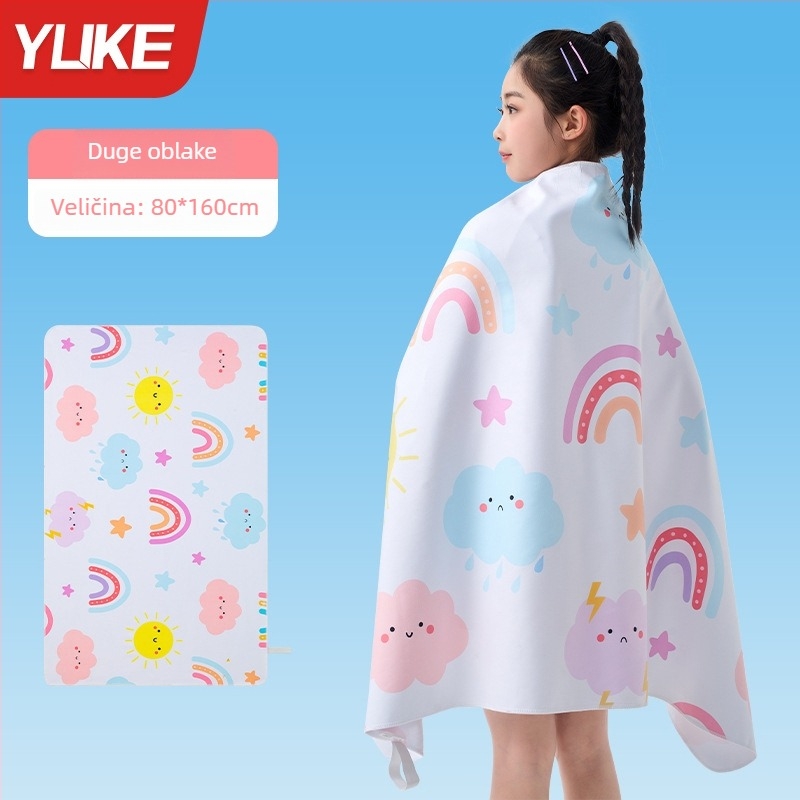 Yuke Dječji brzo sušeći ručnik za kupanje – apsorbirajući ogrtač za plivanje, 200–300 g, Jacquard 16 vlakana, šivanje