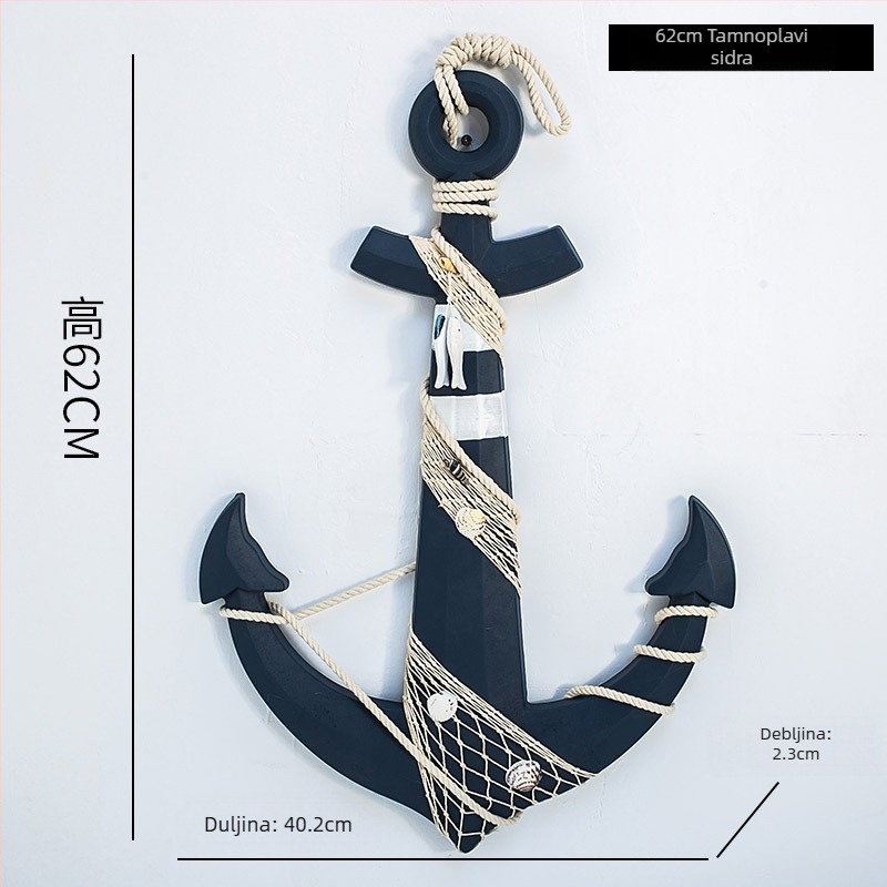 Drvena kotva – zidna dekoracija, mediteranski stil, motiv Welcome, borovo drvo