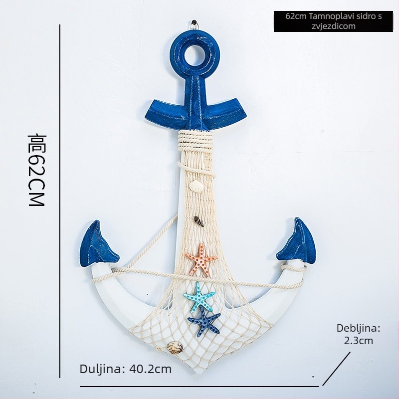 Drvena kotva – zidna dekoracija, mediteranski stil, motiv Welcome, borovo drvo
