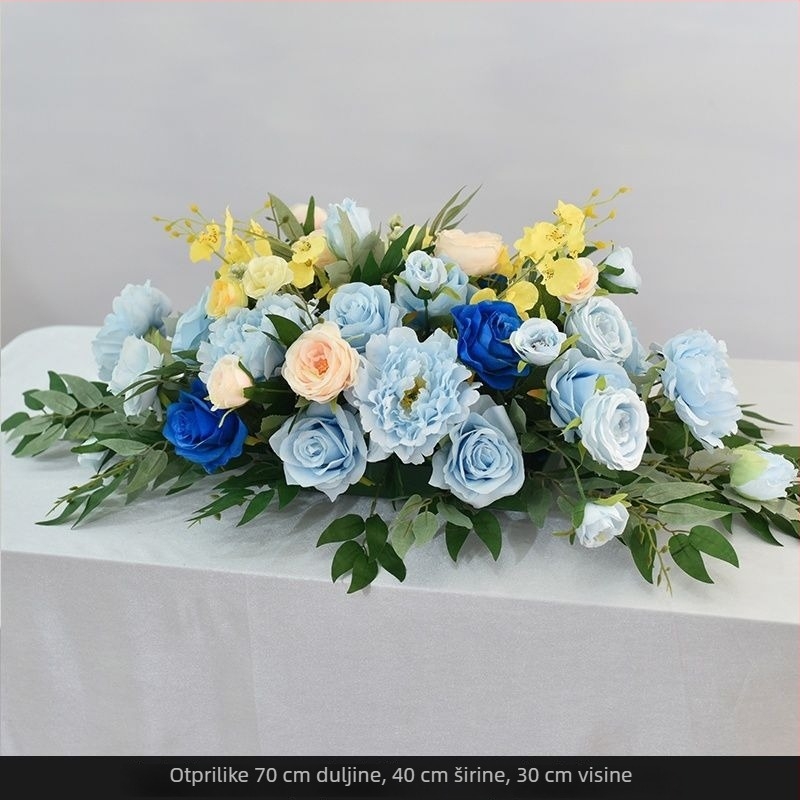 Stolni aranžman od umjetnih cvjetova – Daisy Print, flocking tehnika, za vjenčanja