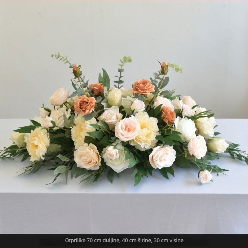 Stolni aranžman od umjetnih cvjetova – Daisy Print, flocking tehnika, za vjenčanja