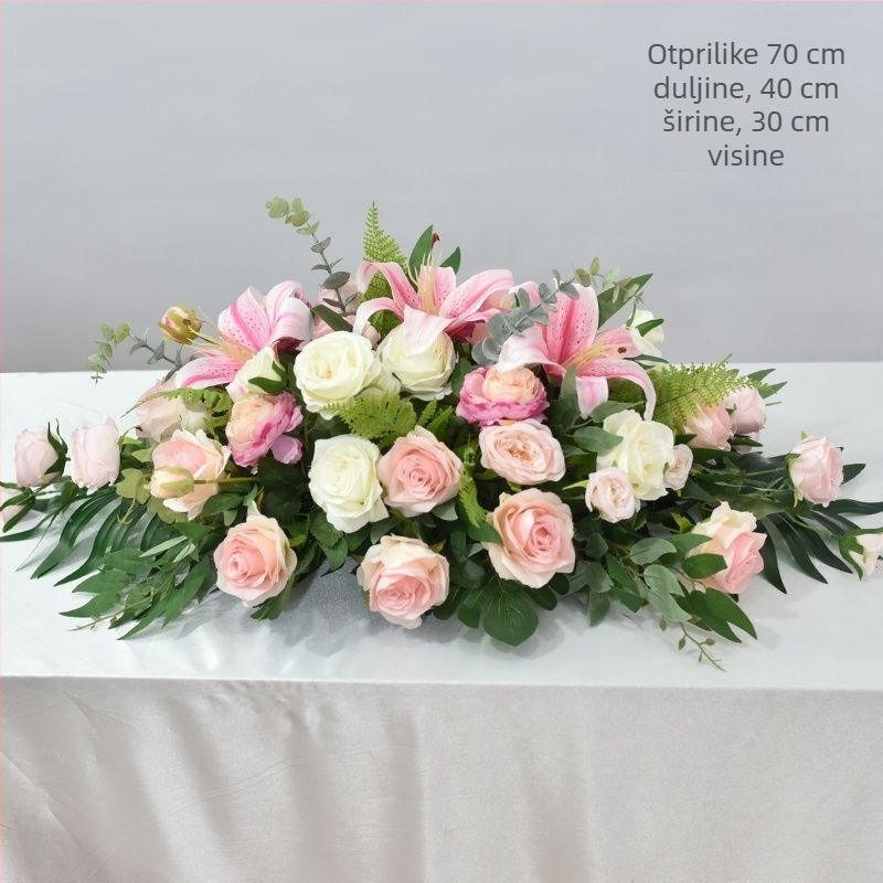 Stolni aranžman od umjetnih cvjetova – Daisy Print, flocking tehnika, za vjenčanja