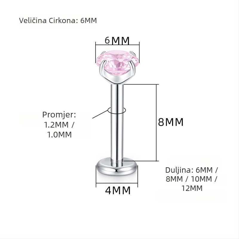 Tusmao naušnice od titanijske legure – Oktagonalni cirkonij kamen, Geometrijski, Dijamantnom ugradnjom, Unisex