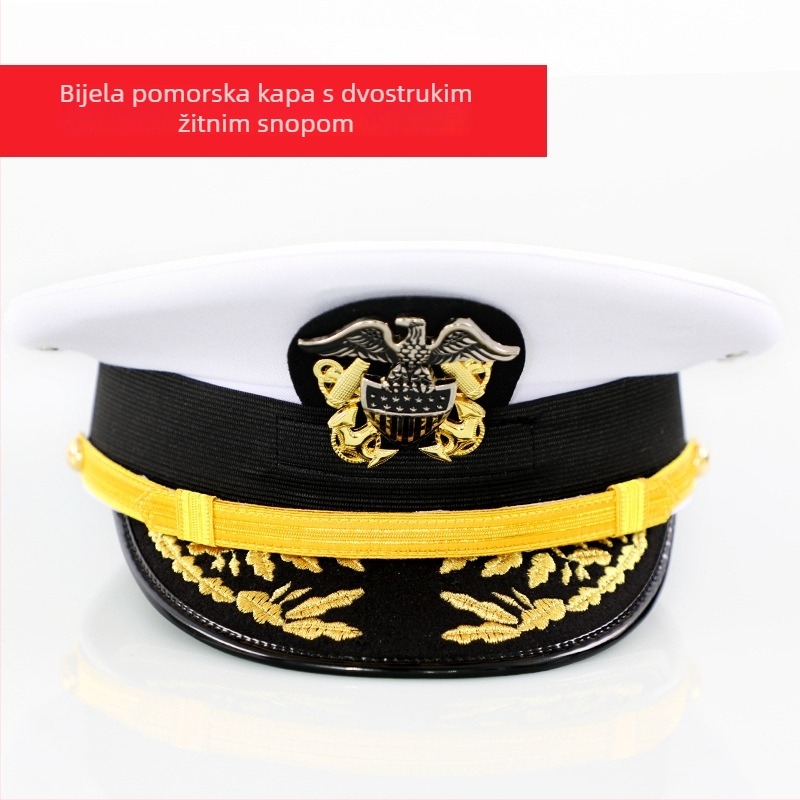 Muška kapa od pamuka-satena, s ravnim vrhom i velikim obodom, našivena